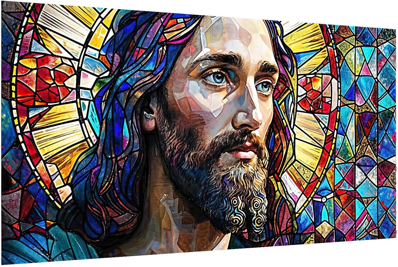 Large Diamond Painting Kits, 5D Jesus Diamond Art Kits for Adults, DIY Full Drill Jesus Diamond Art Painting, Large Gem Art Kits for Home Wall Decor 27.5X15.7 Inch